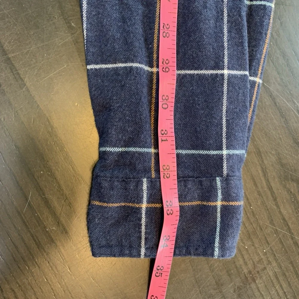 J Crew Flannel Shirt‎ Mens Large Button Blue Plaid Pocket Cabincore Cozy Preppy